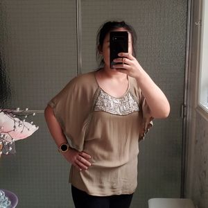 Laid back Brown Sequined Top